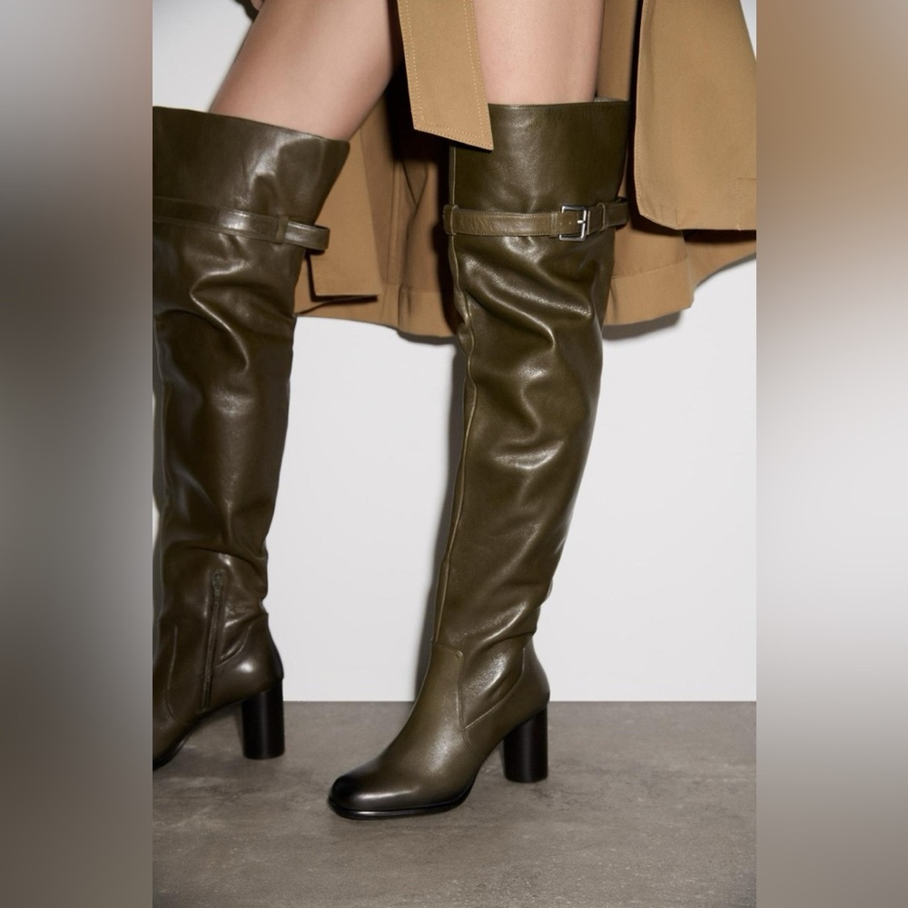 ZARA Leather Over the Knee Boots